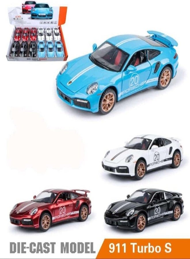 KENIRY Exclusive Alloy Metal Pull Back Die-cast Car Scale Model with Sound Light Mini Auto Toy for Kids Metal Model Toy Car with Sound and Light (1.32 Scale-Porche Turbo 911-Assorted Colour) - Image 3
